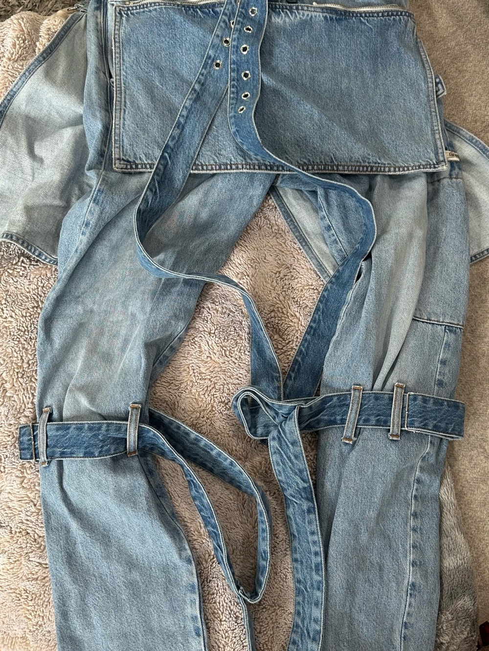 1017 ALYX 9SM Light Blue Denim jeans with detachable straps